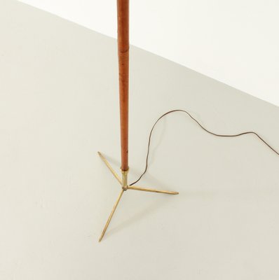 Spanish Floor Lamp in Brass and Leather, 1950s-UB-1785147