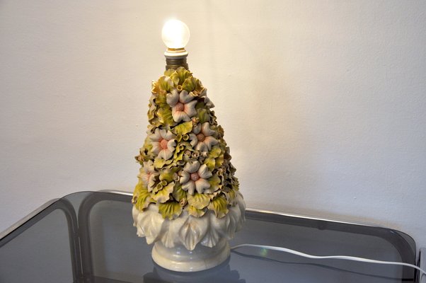 Spanish Floral Manises Table Lamp, 1970s-EJE-885007