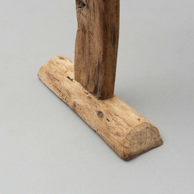 Spanish Hachero Traditional Natural Oak Wood Candleholder, 1890s-WM-1294339