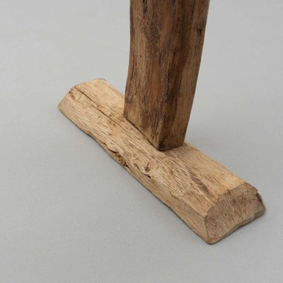 Spanish Hachero Traditional Natural Oak Wood Candleholder, 1890s-WM-1294339