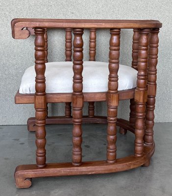 Spanish Hand Carved Chairs with Slatted Barrel Back, 1920, Set of 2-PSK-1401006