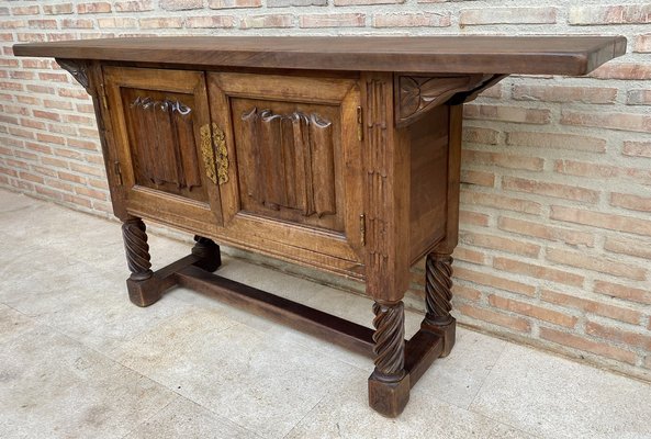 Spanish Hand Carved Console Table with Two Doors-NOU-1269768