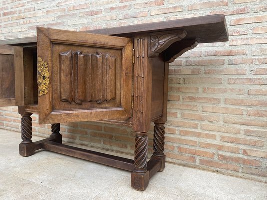 Spanish Hand Carved Console Table with Two Doors-NOU-1269768