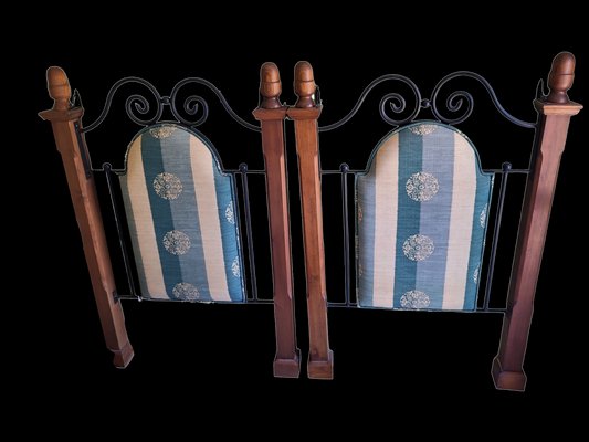 Spanish Headboards in Wood and Wrought Iron, 1980s, Set of 2-TCS-1389820