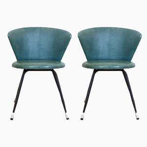 Spanish Iron and Green Skai Club Chairs, 1960s, Set of 2-CQZ-737601