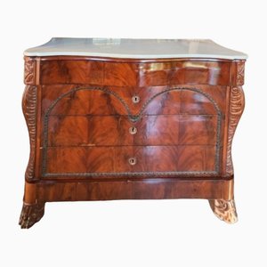 Spanish Mahogany Dresser with White Marble Cover-TCS-1773601