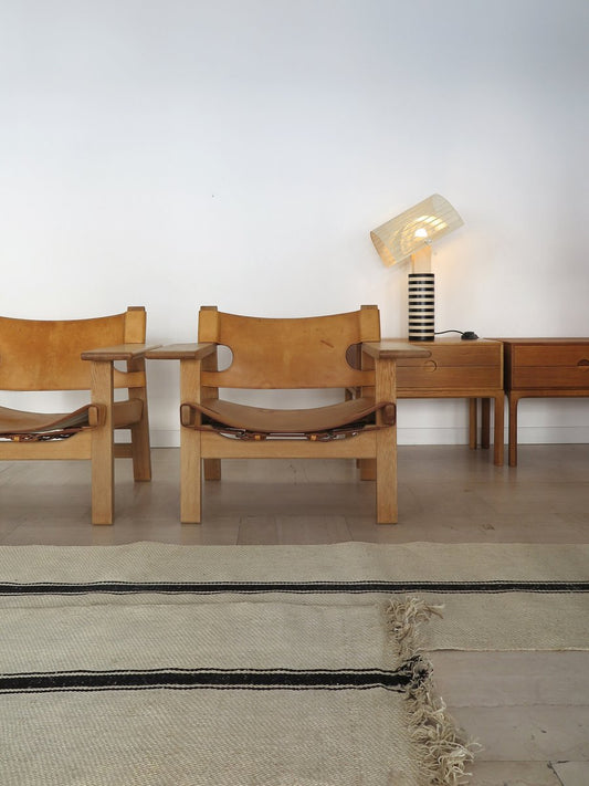 Spanish Model Armchairs in Oak and Leather by Børge Mogensen for Frederica Stolefabrik, 1950s, Set of 2