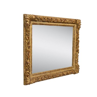 Spanish Neoclassical Rectangular Hand Carved Golden Mirror, 1970s-UZ-1165852