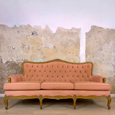 Spanish Neoclassical Upholstered & Walnut Sofa, 1930s-CQZ-812074