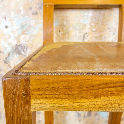 Spanish Oak and Leather Stool, 1990s-CQZ-823286