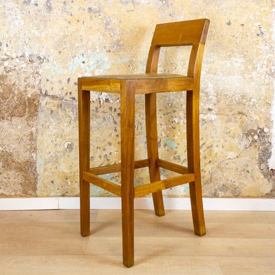 Spanish Oak and Leather Stool, 1990s-CQZ-823286