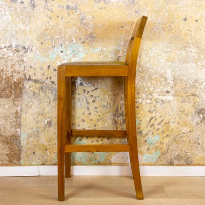 Spanish Oak and Leather Stool, 1990s-CQZ-823286