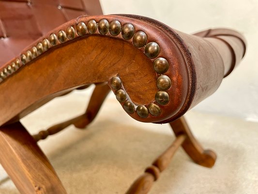 Spanish Oak Leather Strap Chairs by Pierre Lottier for Valmazan, 1950s, Set of 2-JP-1362353