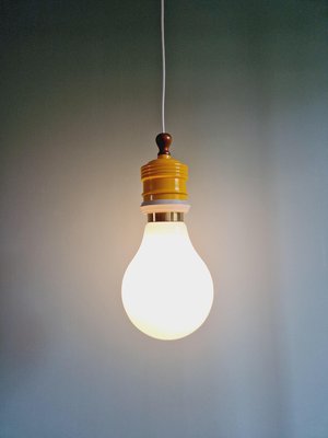 Spanish Opaline Bulb Suspension from Metalarte, 1980s-FAX-2020126