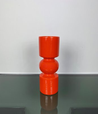 Spanish Orange Ceramic & Pine Vase from Sicart, Italy, 1970s-LYQ-1171612