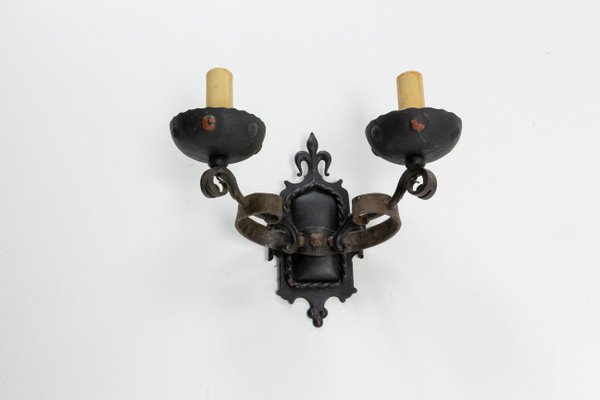 Spanish Outdoor Wall Lanterns in Wrought Iron, 1960, Set of 2-RIU-1142306