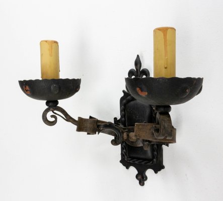 Spanish Outdoor Wall Lanterns in Wrought Iron, 1960, Set of 2-RIU-1142306