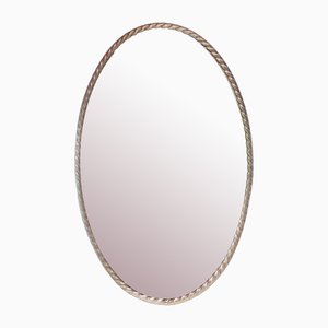 Spanish Oval Mirror with Chromed Metal Frame, 1950s-JWI-1737978