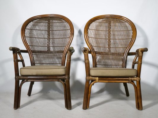 Spanish Rattan Armchairs, 1970s, Set of 2-LVS-1803228