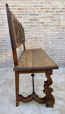 Spanish Renaissance Carved Oak Bench Banquette Escaño, 1890s-NOU-1730518