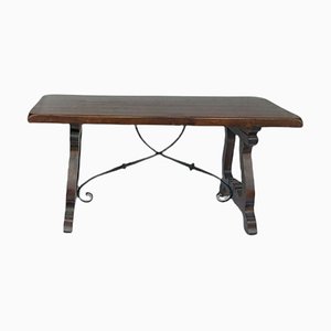 Spanish Rustic Wood and Wrought Iron Dining Table, 1950s-TCS-1057262