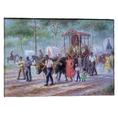 Spanish School the Fair with the Madonna on Horses El Rocio Seville, 1920s, Oil on Canvas, Framed-TCS-2017107