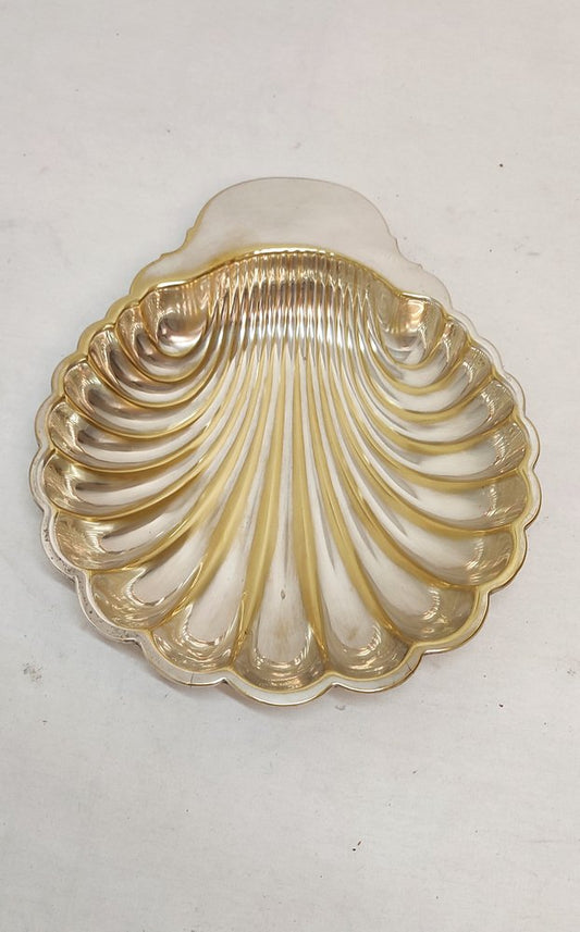 Spanish Shell-Shaped Brass Tray, 1970s