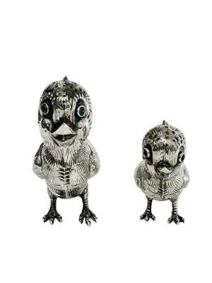 Spanish Silver Salt and Pepper Shakers in the Shape of Chicks, 1940s, Set of 2-UCH-1224372