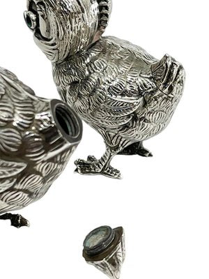 Spanish Silver Salt and Pepper Shakers in the Shape of Chicks, 1940s, Set of 2-UCH-1224372