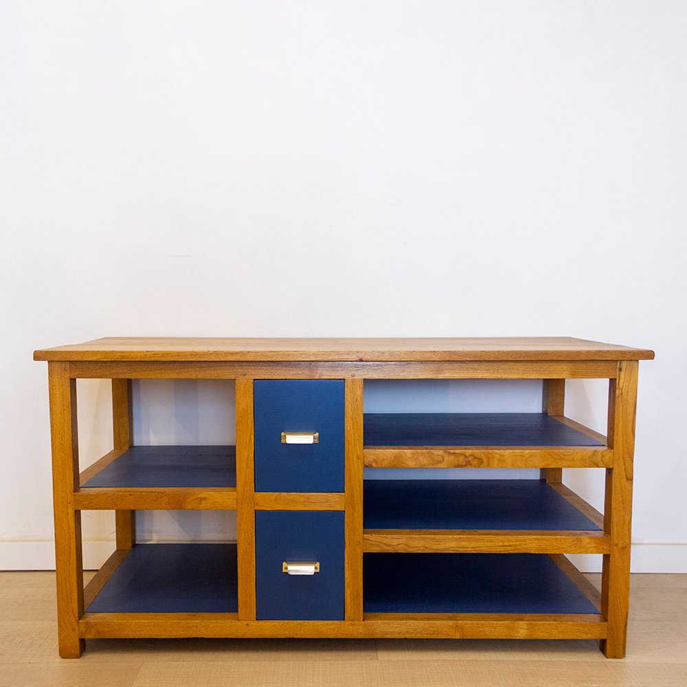 Spanish TV Console in Teak Wood, 1970s