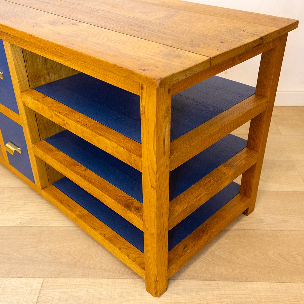 Spanish TV Console in Teak Wood, 1970s