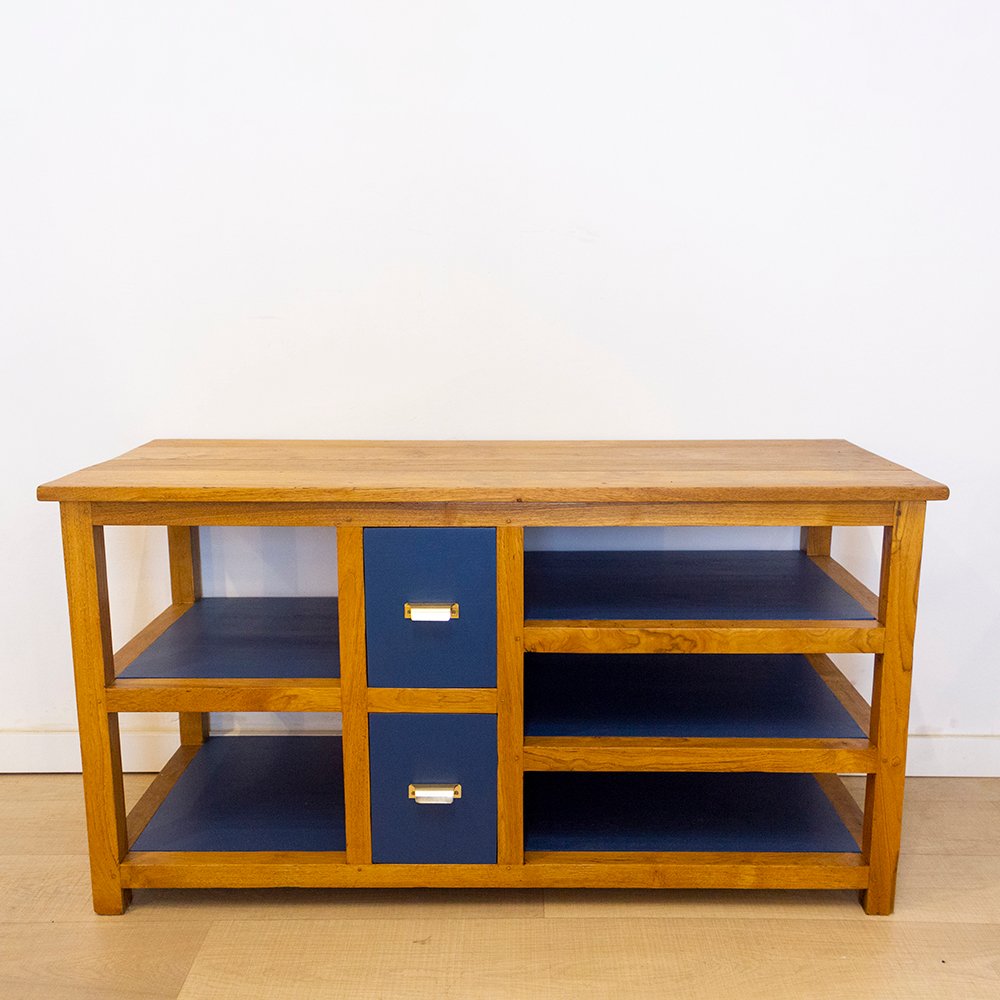 Spanish TV Console in Teak Wood, 1970s