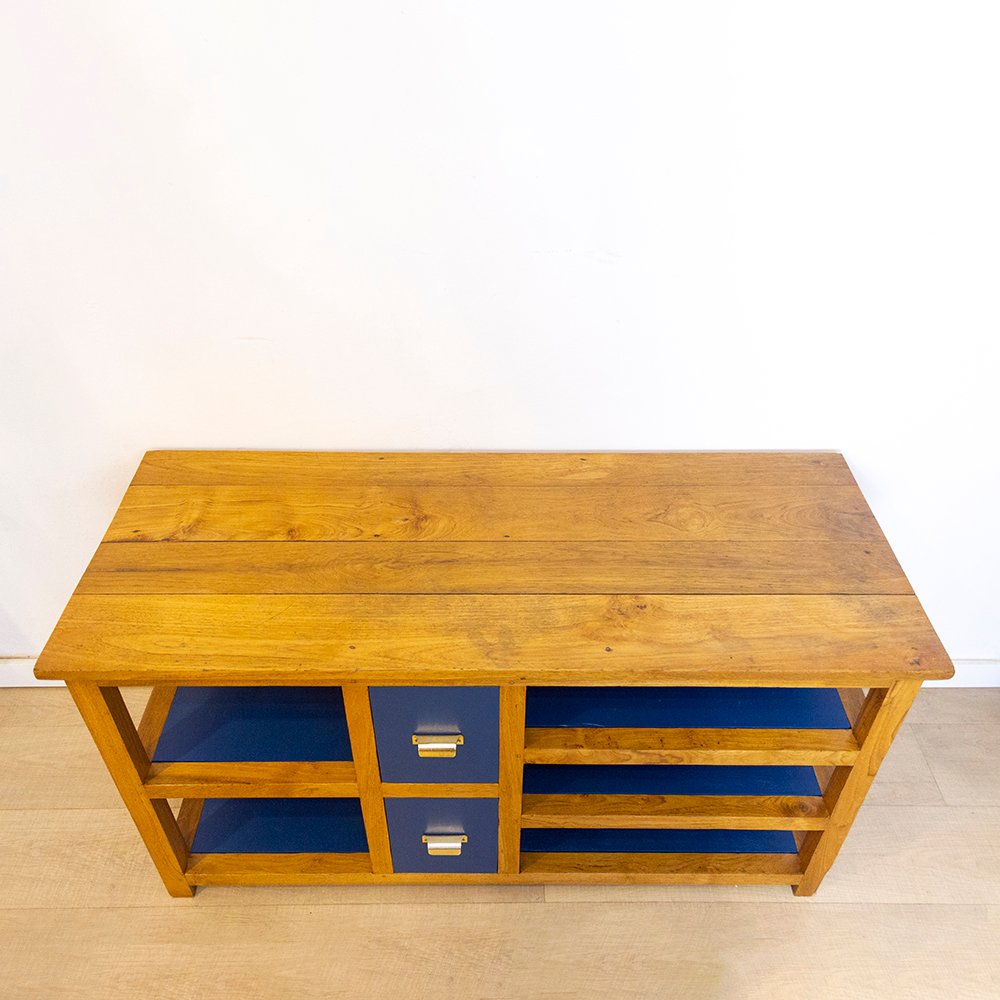 Spanish TV Console in Teak Wood, 1970s