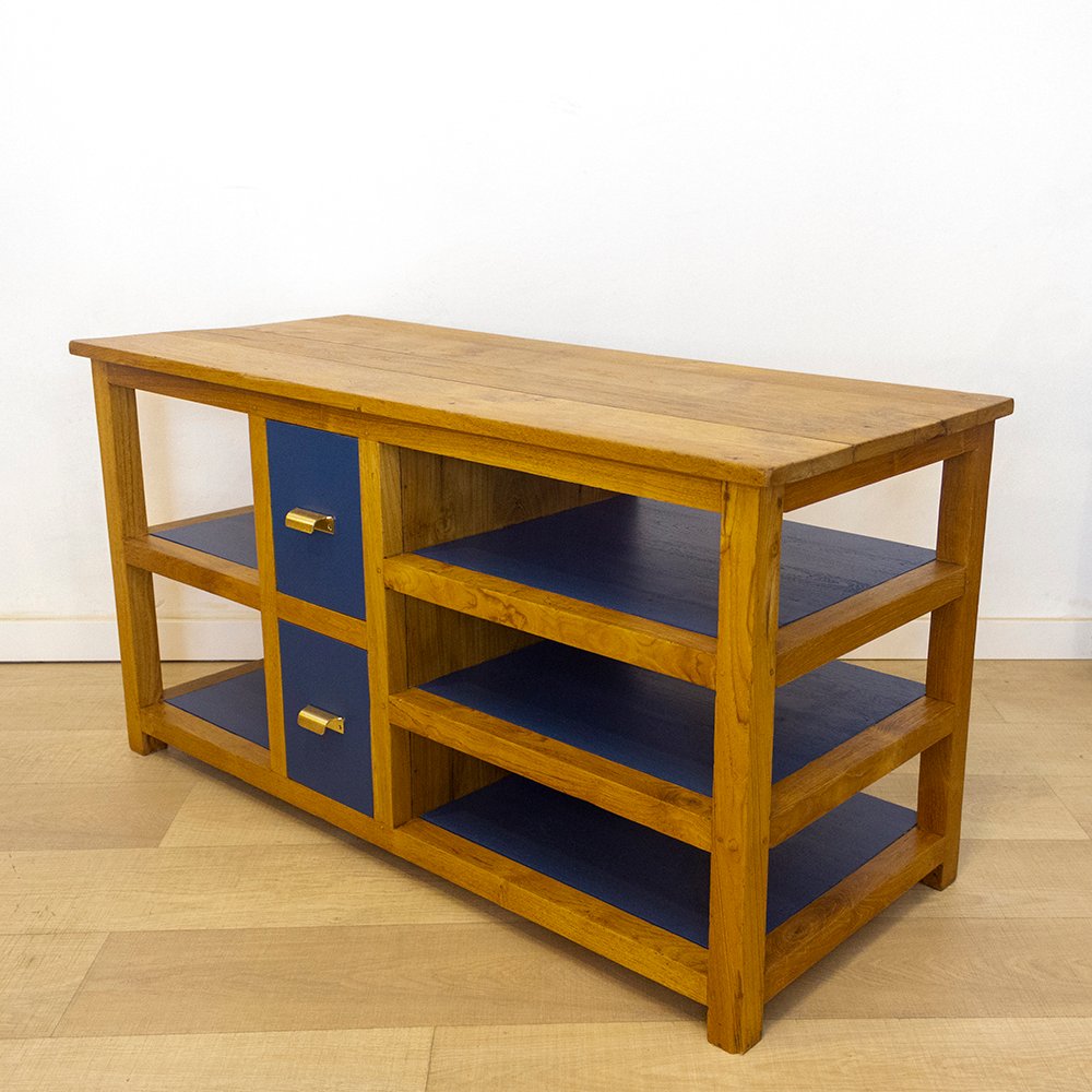 Spanish TV Console in Teak Wood, 1970s