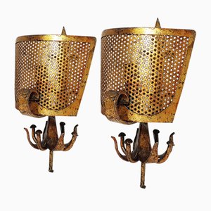 Spanish Wall Sconces in Wrought Iron, 1970s, Set of 2-RGF-2017587