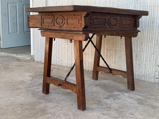 Spanish Walnut Side Table, 1880s-PSK-1002729