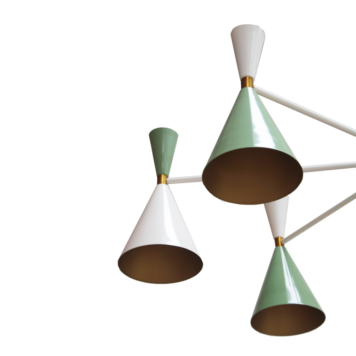 Spanish White and Green Lacquered Suspension Lamp