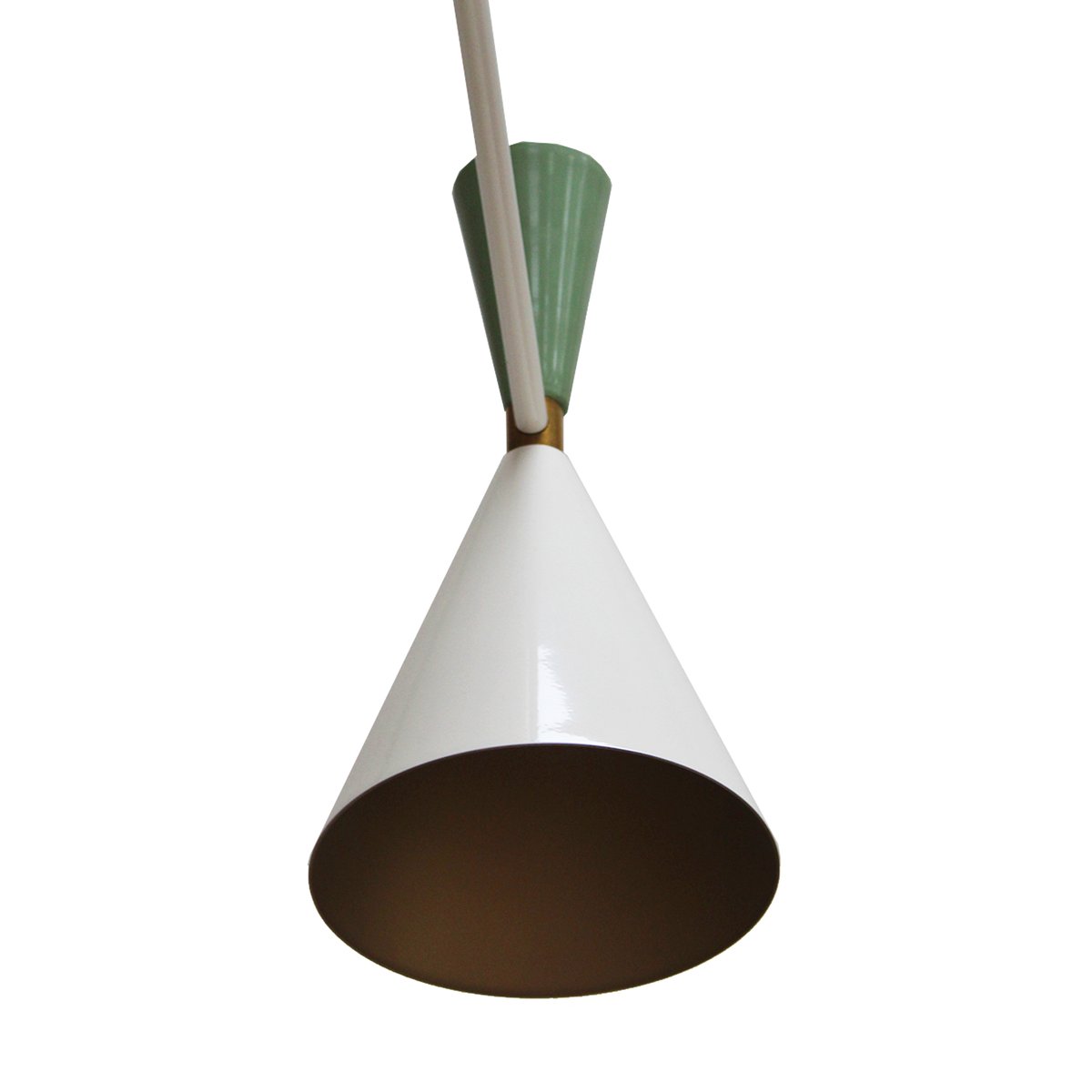 Spanish White and Green Lacquered Suspension Lamp