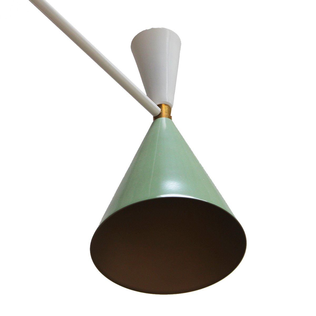 Spanish White and Green Lacquered Suspension Lamp