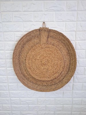 Spanish Woven Esparto Round Wall Mirror, 1970s-FRB-1798184