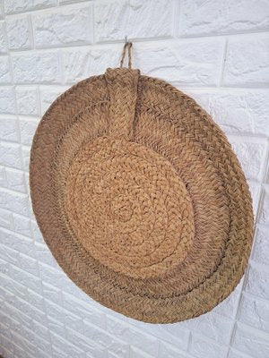 Spanish Woven Esparto Round Wall Mirror, 1970s-FRB-1798184