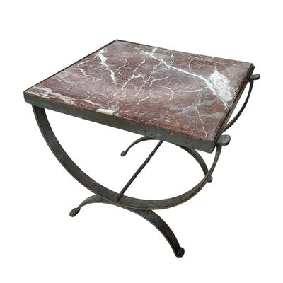 Spanish Wrought Iron and Marble Side Table, 1920s-TCS-1780737