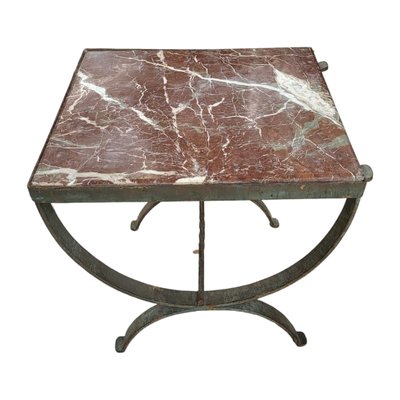 Spanish Wrought Iron and Marble Side Table, 1920s-TCS-1780737