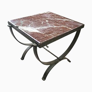 Spanish Wrought Iron and Marble Side Table, 1920s-TCS-1780737