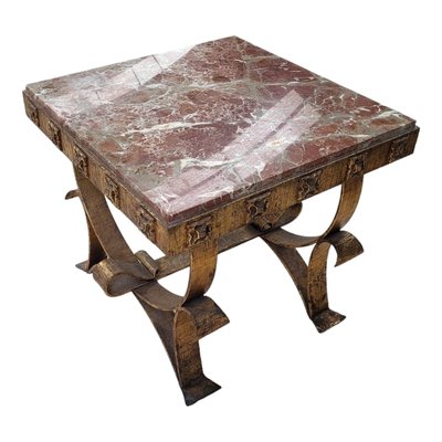 Spanish Wrought Iron Side Table with Marble Top-TCS-1780735