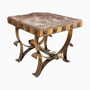 Spanish Wrought Iron Side Table with Marble Top-TCS-1780735