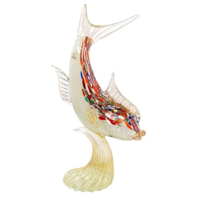 Spectacular Single Piece Sculpture Fish on a Murano Glass Base, 1990s-MPO-1048793