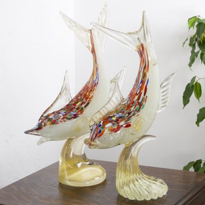 Spectacular Single Piece Sculpture Fish on a Murano Glass Base, 1990s-MPO-1048793