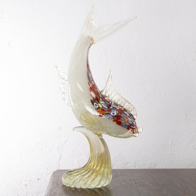 Spectacular Single Piece Sculpture Fish on a Murano Glass Base, 1990s-MPO-1048793