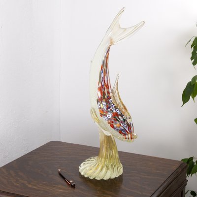 Spectacular Single Piece Sculpture Fish on a Murano Glass Base, 1990s-MPO-1048793